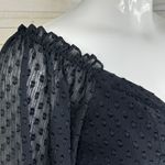 Aeropostale  Clip Dot‎ Lace Up Off The Shoulder Crop Top Black Medium Sheer Photo 7