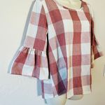 Final Touch clothing | Buffalo Plaid bell sleeve cotton blend tunic top  Photo 1