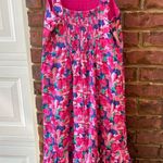 Draper James  Pink and Blue Floral MIDI Dress size Medium Photo 3