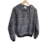 Lili Sidonio Molly Bracken Women's Black & White Plaid Hoodie Dolman Size Small Photo 0