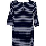 White House | Black Market WHBM Navy Blue White Striped Bell Sleeve Knee-length Shift Dress Photo 7