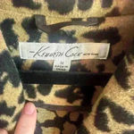Women’s Kenneth Cole cheetah animal print long coat with ribbed sleeves size M Tan Size M Photo 7