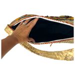 Vintage Caribbean Hand Woven Large Straw Grass Raffia Shoulder Bag Floral People Photo 5