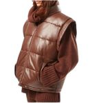 We Wore What NWT Snap-Off Sleeve Faux Leather Puffer Jacket Photo 5