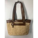 CHAPS  Women's Faux Straw Leather Trim Shoulder Bag Purse Brown OS NWOT Photo 9