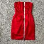 Alfred Angelo  Red Satin Strapless Mini Dress Bow Formal Prom Party Holiday Small Photo 5