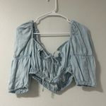 ZARA  Baby Blue Balloon Sleeve Crop Photo 2