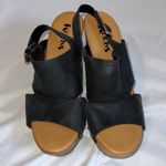Kork-Ease Korks 9M black Kristian leather platform wedge sandals buckle closure studded Photo 1