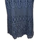 Miss Me  Navy Lace Overlay Chiffon‎ Split Back Button Sleeveless Top EUC Size S Photo 4