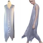 ZARA Crinkle Maxi Dress Lavender Satin Silky Flowy Sleeveless Purple Small NEW Photo 10