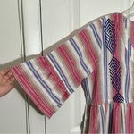 easel Striped Multicolor V-Neck Embroidered Tiered Dress with pockets | size S Photo 3