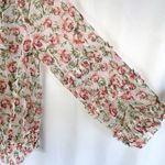 INC New  Floral Mesh Ruffle Tie Neck Peasant Top Camisole Lining White Pink Photo 5