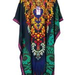 NWT Gypsie Blu Kaftan House Dress Beach MuMu OS Fits Most Multicolor Long Multiple Photo 0