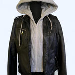 Jou Jou Leather jacket with removable grey interior Size Small Black Photo 0
