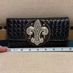 None Black Woven Wallet with large Fleur-de-Lis Accent Photo 8
