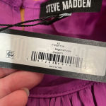 Steve Madden Pyper Satin Crew Neck Long Sleeve Ruffle Hem Blouse Purple XS NWT Photo 5