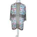 Susan Graver  Pink Multi Floral Sheer Woven Kimono Cardigan Chiffon Flower Medium Photo 4