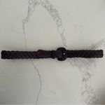 Anthropologie Vintage Braided Leather Belt Covered Buckle Dark Brown / Navy L Photo 3