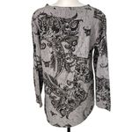 Habitat  Clothes To Live In Asymmetrical Blouse Paisley Print‎ Size XS Gray Black Photo 4