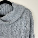 Free People  Oversized Cable Knit Distressed Tunic Sweater Photo 5