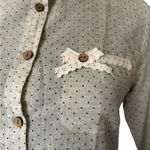 Wet Seal Vintage  Cream Polka Dot Button-Down Shirt with Lace Bow | 100% Cotton ✿ Photo 6