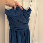 FUZZI XS Dark Blue Strapless Ruched Chiffon Designer Dress Photo 11