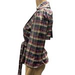 ECI New York Silk Retro Plaid Double Breasted 3 Quarter Sleeve Tie Belt Size 2 Photo 3