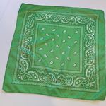 Lime Green Paisley Bandana Scarf with Black and White Pattern Photo 6