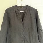 Eileen Fisher  100% Irish Linen Top 3/4 Sleeve Button Down V Neck Women's Small Photo 1