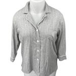 Lauren Ralph Lauren Gray Striped 3/4 Sleeve Button Down Sleep Pajama Top Size XL Photo 0