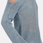 Michelle Mason Cold Shoulder Sequin Sweater in Light Blue Photo 3