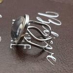 Handmade Women’s Unique Potrait Painting Glass Cabochon Stainless Steel Adjustable Ring Photo 4