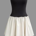 Contrast Strapless Pleated Mini Dress Black Size M Photo 1