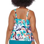 Raisin's  Rimini Tankini Top Molded Cups Floral White Colorful 14W Photo 1