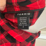 Torrid  Challis Button Down Shirt Red Buffalo Plaid Photo 4