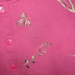 Grandma Chic Button Up Red Sweatshirt‎ with Embroidered Leaves Size PL Size L Photo 1