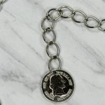 George Washington Coin Charm Silver Tone Metal Chain Link Belt One Size (OS) ✨ Photo 10