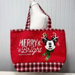 Disney Walt  World Mickey Mouse Christmas Ornament Tote Bag‎ Rare Plaid Photo 0