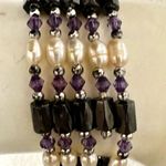 Hematite purple beaded pearl beaded wrap bracelet Gray Photo 1