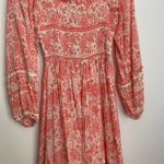 Alice Bell Boho Floral Midi Dress Coral Womens XS Silk Cotton Orange Photo 8