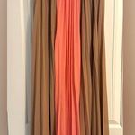 Bellamie Full Length Maxi Sheer Taupe & Coral Pleated Elastic Waist Skirt Photo 0