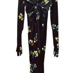 Richard Quinn Floral Print Black Midi Long Sleeve Turtleneck Velvet Designer Photo 2