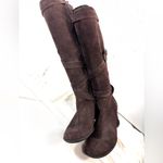 a.n.a . 9 Tall Suede Wedge Heel Zip Boots Chocolate Brown Photo 2