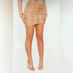 Pretty Little Thing PrettyLittleThings Set of 2 Y2K Petite Taupe‎ Textured Jersey Mini Skirt and Top Photo 8