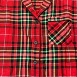 Wondershop Women’s Long Sleeve Button Up Pajama Shirt Red Green Size Medium NWOT Photo 1