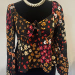 Patrons of Peace Floral Black Blouse with Multicolor Accents Photo 0