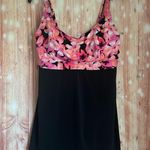 Calypso Cove Pink Floral Print Black Swim Dress Size 12 NWOT Photo 0