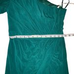 Mac Duggal Emerald Green One Shoulder puff sleeve slit Gown Maxi Formal Dress Photo 9