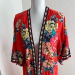 Flying Tomato Red Floral Kimono Duster Size M/L Boho Photo 6