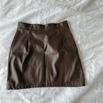Shusha brown pleather mini skirt with slit Size XS Photo 2